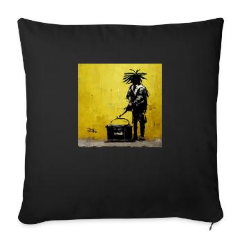 Rasta jamaïcain de style Banksy - Housse de coussin décorative 45 x 45 cm - noir - Devant