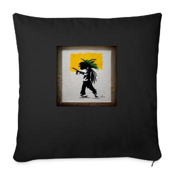 Rasta jamaïcain de style Banksy - Housse de coussin décorative 45 x 45 cm - noir - Devant