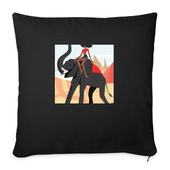 girl riding elephant - Sofa pillowcase 17,3'' x 17,3'' (45 x 45 cm) - black - Front