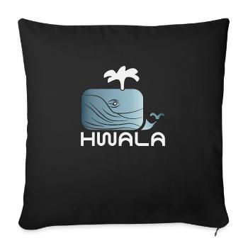 Whale Blue Whale Water Sea Ocean Wave Fountain HWALA - Sofa pillowcase 17,3'' x 17,3'' (45 x 45 cm) - black - Front