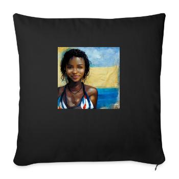 Beautiful Haitian Women in Bikini Painting - Sofa pillowcase 17,3'' x 17,3'' (45 x 45 cm) - black - Front