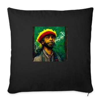 Rastafari Rauche Unkrautmalerei - Sofakissenbezug 45 x 45 cm - Schwarz - Vorne
