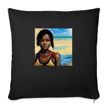 Beautiful Haitian Women in Bikini Painting - Sofa pillowcase 17,3'' x 17,3'' (45 x 45 cm) - black - Front