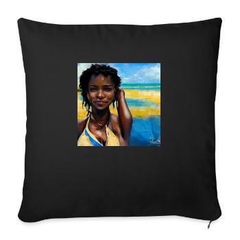 Beautiful Haitian Women in Bikini Painting - Sofa pillowcase 17,3'' x 17,3'' (45 x 45 cm) - black - Front