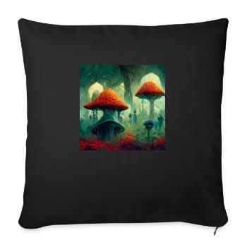 Zauberpilzmalerei - Sofakissenbezug 45 x 45 cm - Schwarz - Vorne