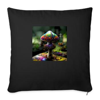 Zauberpilzmalerei - Sofakissenbezug 45 x 45 cm - Schwarz - Vorne