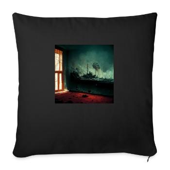 War - City Bombed, View From the Balcony - Sofa pillowcase 17,3'' x 17,3'' (45 x 45 cm) - black - Front