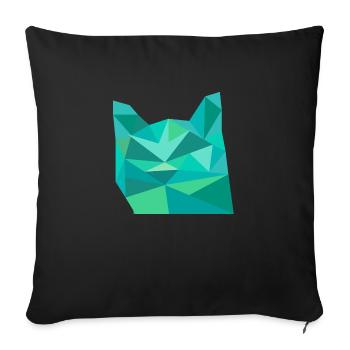 Tete de Chat Bleu - Housse de coussin décorative 45 x 45 cm - noir - Devant