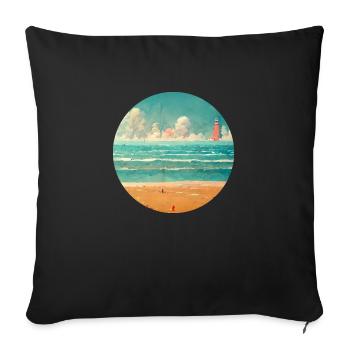 Phare de Family Beach - Housse de coussin décorative 45 x 45 cm - noir - Devant