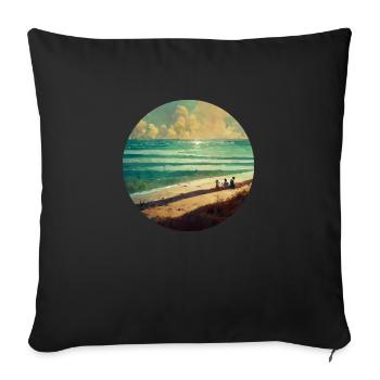 Phare de plage familial - Housse de coussin décorative 45 x 45 cm - noir - Devant