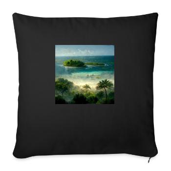 Peinture Future Paradise Island - Housse de coussin décorative 45 x 45 cm - noir - Devant