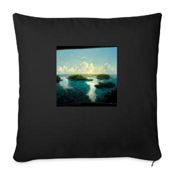 Peinture Future Paradise Island - Housse de coussin décorative 45 x 45 cm - noir - Devant