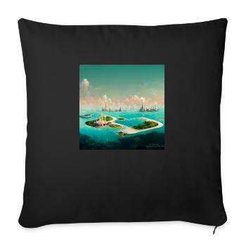 Peinture Future Paradise Island - Housse de coussin décorative 45 x 45 cm - noir - Devant