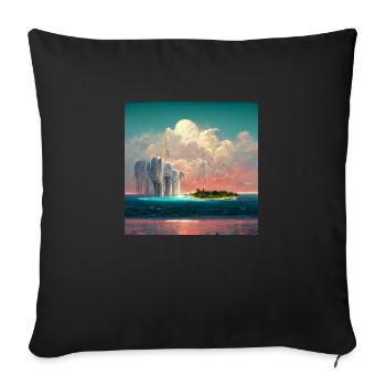 Peinture Future Paradise Island - Housse de coussin décorative 45 x 45 cm - noir - Devant