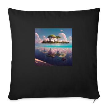 Peinture Future Paradise Island - Housse de coussin décorative 45 x 45 cm - noir - Devant
