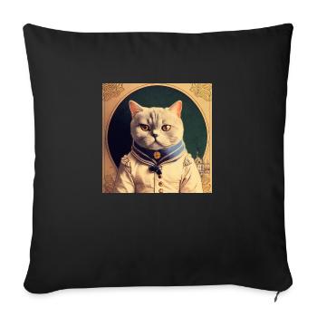 British Cat Retro Shorthair - Sofa pillowcase 17,3'' x 17,3'' (45 x 45 cm) - black - Front