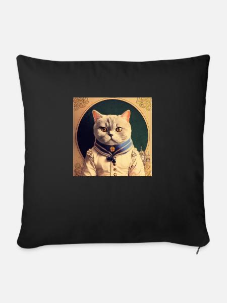 Britische Katze Retro Kurzhaar - Sofakissenbezug 45 x 45 cm - Schwarz