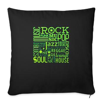 Musique drôle groupe rétro chanson hipster vinyl party - Housse de coussin décorative 45 x 45 cm - noir - Devant