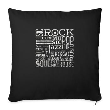 Musique drôle groupe rétro chanson hipster vinyl party - Housse de coussin décorative 45 x 45 cm - noir - Devant