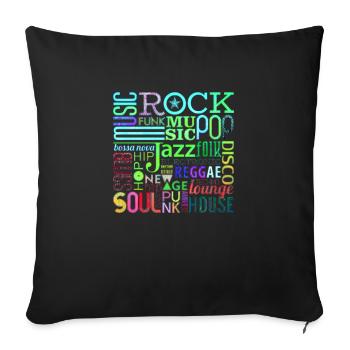 Musique drôle groupe rétro chanson hipster vinyl party - Housse de coussin décorative 45 x 45 cm - noir - Devant