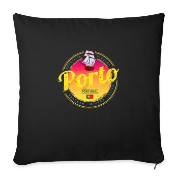 Porto in Portugal with retro sunset - Sofa pillowcase 17,3'' x 17,3'' (45 x 45 cm) - black - Front