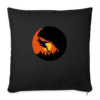 Silhouette d’escalade du soir au soleil - Housse de coussin décorative 45 x 45 cm - noir - Devant