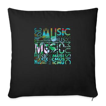 Music funny jazz retro song hipster vinyl rock - Sofa pillowcase 17,3'' x 17,3'' (45 x 45 cm) - black - Front