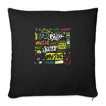 Music funny jazz retro song hipster vinyl rock - Sofa pillowcase 17,3'' x 17,3'' (45 x 45 cm) - black - Front