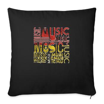 Music funny jazz retro song hipster vinyl rock - Sofa pillowcase 17,3'' x 17,3'' (45 x 45 cm) - black - Front