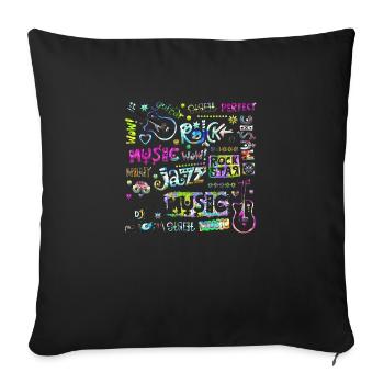 Music funny jazz retro song hipster vinyl rock - Sofa pillowcase 17,3'' x 17,3'' (45 x 45 cm) - black - Front