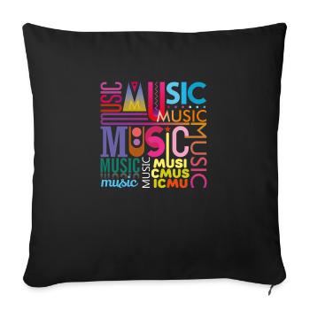 Music funny jazz retro song hipster vinyl rock - Sofa pillowcase 17,3'' x 17,3'' (45 x 45 cm) - black - Front