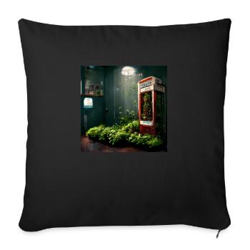Telephone booth with plants - Sofa pillowcase 17,3'' x 17,3'' (45 x 45 cm) - black - Front