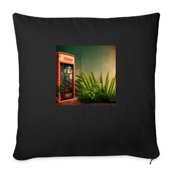 Telephone booth with plants - Sofa pillowcase 17,3'' x 17,3'' (45 x 45 cm) - black - Front