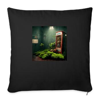 Telephone booth with plants - Sofa pillowcase 17,3'' x 17,3'' (45 x 45 cm) - black - Front