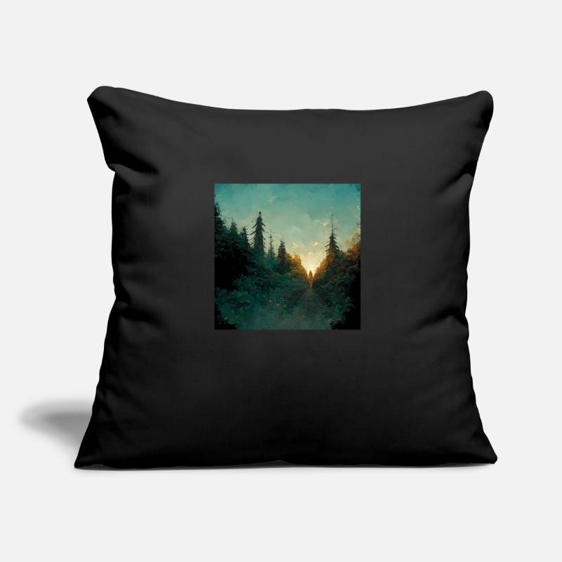Coucher de soleil dans la forêt Housse de coussin décorative 45 x 45 cm