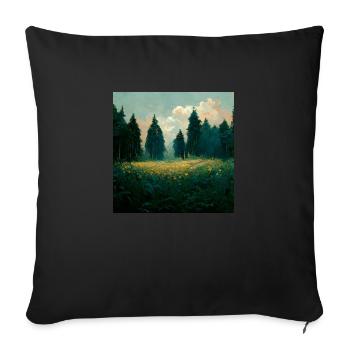 Coucher de soleil dans la forêt - Housse de coussin décorative 45 x 45 cm - noir - Devant
