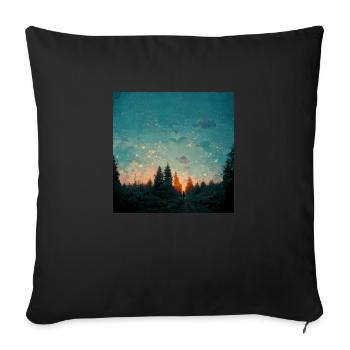 Sunset in the forest - Sofa pillowcase 17,3'' x 17,3'' (45 x 45 cm) - black - Front
