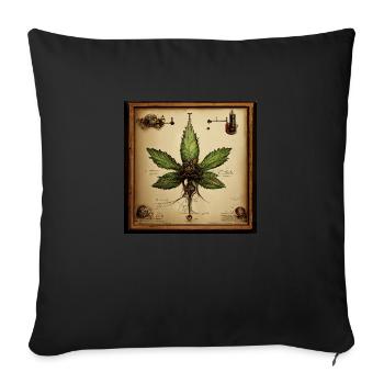 Cannabisblatt Leonard Da Vinci Slketch - Sofakissenbezug 45 x 45 cm - Schwarz - Vorne