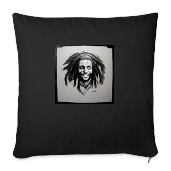 Peinture à croquis rastafari - Housse de coussin décorative 45 x 45 cm - noir - Devant