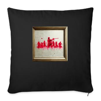 Graffiti Im Banksy-stil Aus Der Kriegsszene - Sofakissenbezug 45 x 45 cm - Schwarz - Vorne
