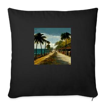 Avenue jamaïcaine - Housse de coussin décorative 45 x 45 cm - noir - Devant