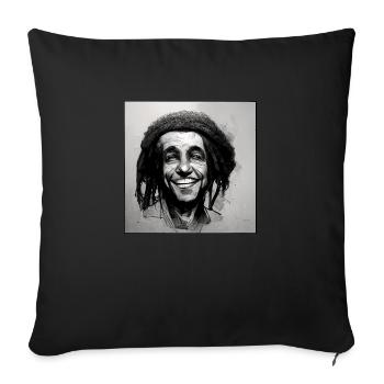 Rastafari Skizzenmalerei - Sofakissenbezug 45 x 45 cm - Schwarz - Vorne