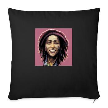 Peinture à croquis rastafari - Housse de coussin décorative 45 x 45 cm - noir - Devant