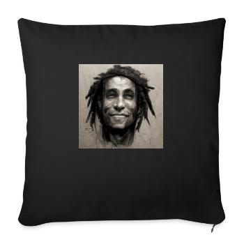 Rastafari-skizzenmalerei - Sofakissenbezug 45 x 45 cm - Schwarz - Vorne