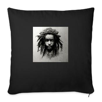 Rastafari-skizzenmalerei - Sofakissenbezug 45 x 45 cm - Schwarz - Vorne