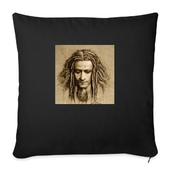 Rastafari-skizzenmalerei - Sofakissenbezug 45 x 45 cm - Schwarz - Vorne