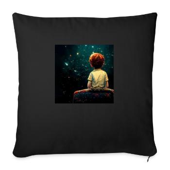 Little Boy Sitting On the Edge of The Universe - Sofa pillowcase 17,3'' x 17,3'' (45 x 45 cm) - black - Front