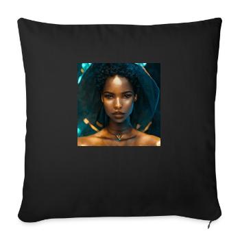 Belle peinture de la femme noire - Housse de coussin décorative 45 x 45 cm - noir - Devant