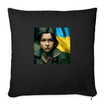 Ukrainisches Mädchen Während Des Krieges - Sofakissenbezug 45 x 45 cm - Schwarz - Vorne