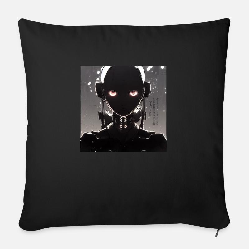 Anime Robot - Housse de coussin décorative 45 x 45 cm - noir